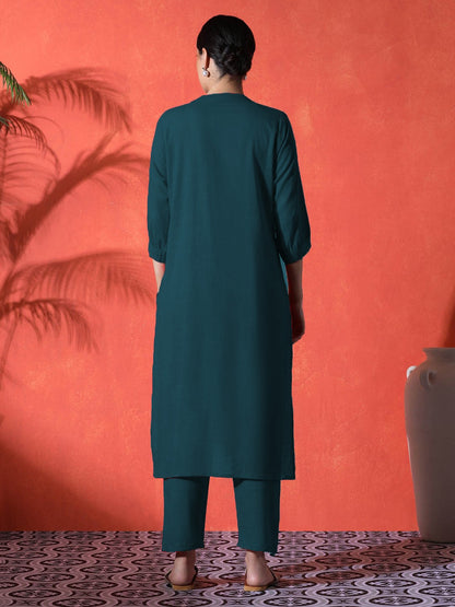 Red Heart Cotton Kurta and Pant Set