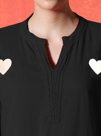 Red Heart Cotton Kurta and Pant Set