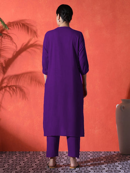 Red Heart Cotton Kurta and Pant Set