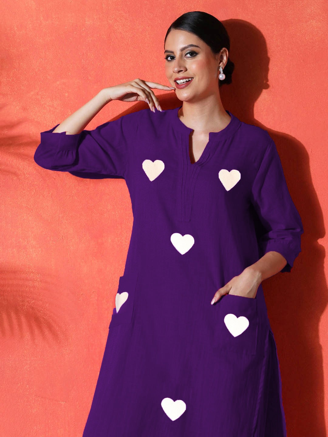 Red Heart Cotton Kurta and Pant Set
