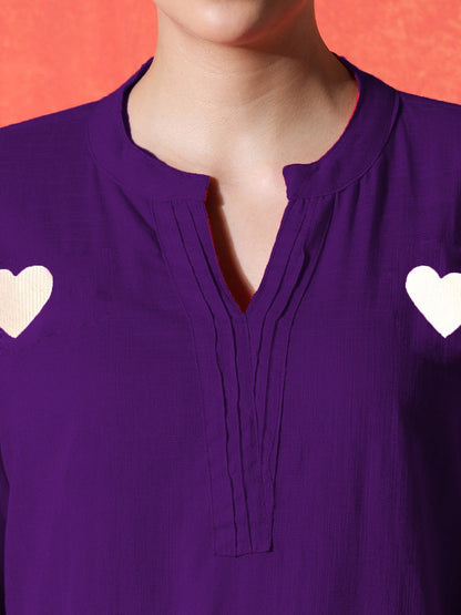 Red Heart Cotton Kurta and Pant Set