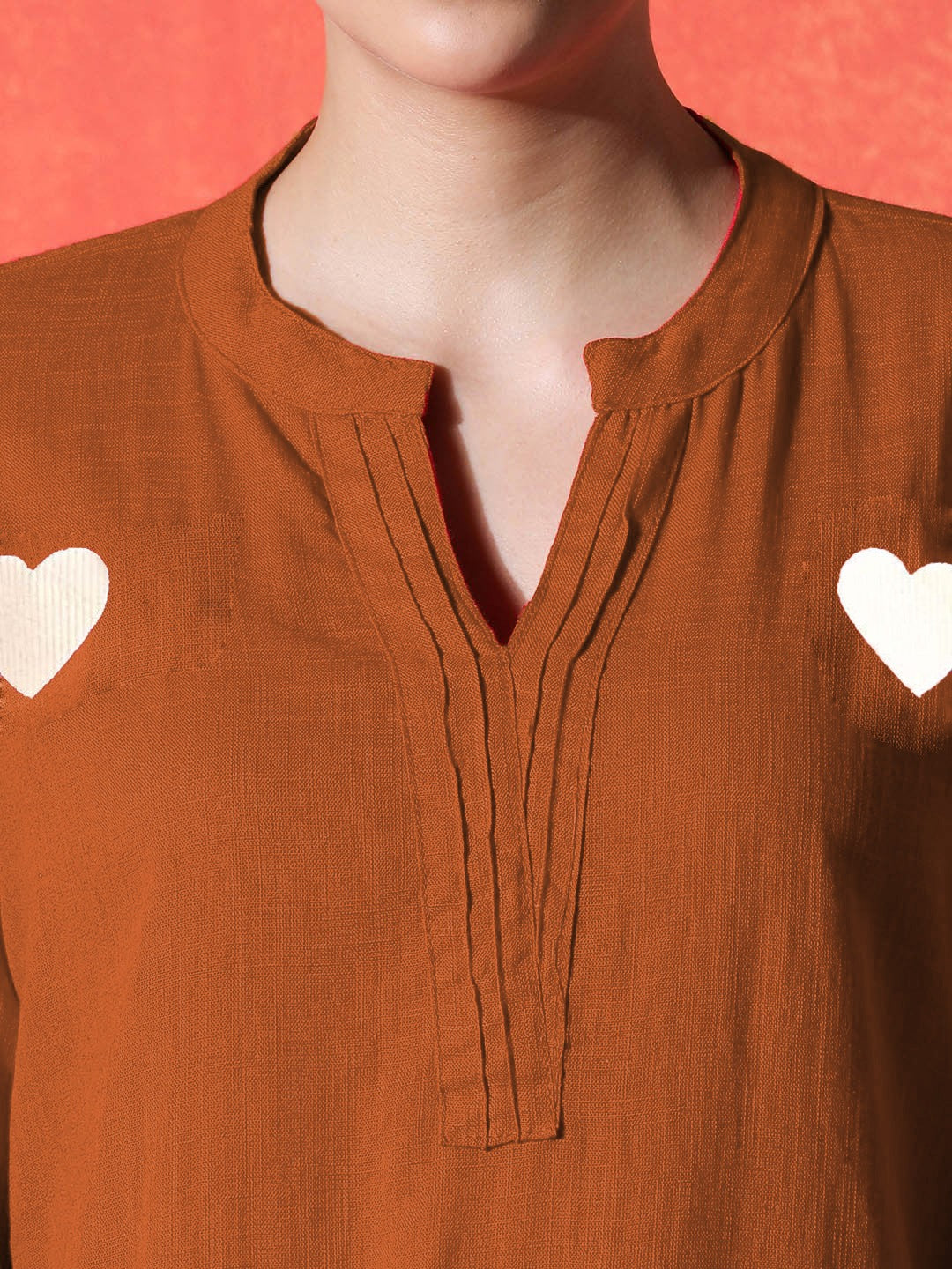 Red Heart Cotton Kurta and Pant Set