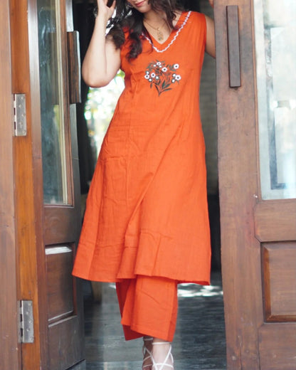 Beautiful crafted cotton Sleeveless Co Ord Set