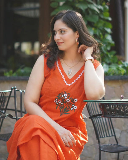 Beautiful crafted cotton Sleeveless Co Ord Set