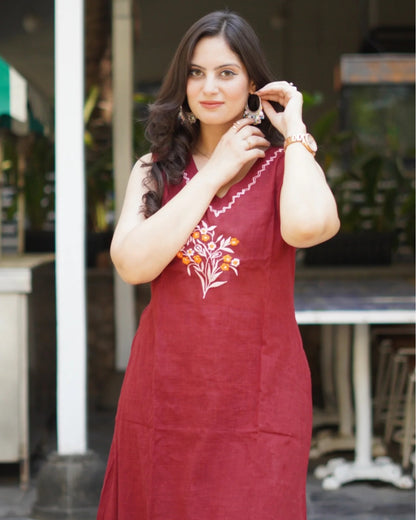Beautiful crafted cotton Sleeveless Co Ord Set