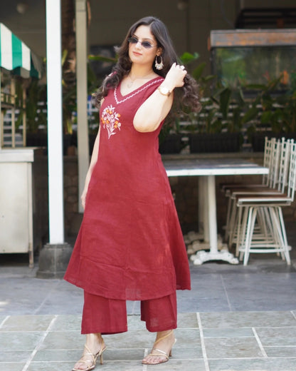 Beautiful crafted cotton Sleeveless Co Ord Set