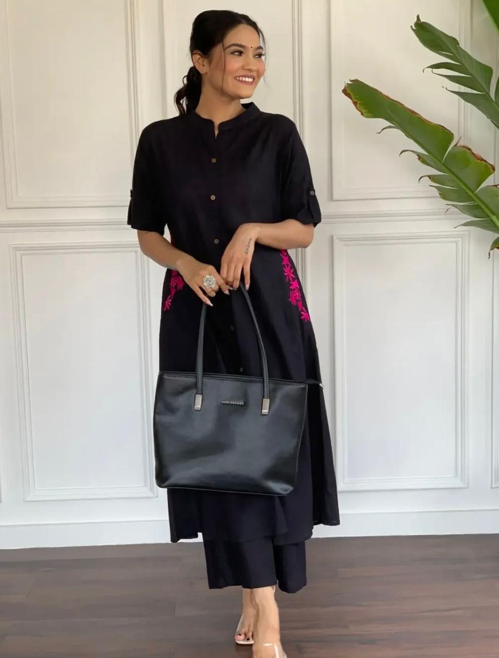 Premium South Cotton A-Line Kurta Set with Hand Embroidery