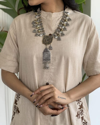Premium South Cotton A-Line Kurta Set with Hand Embroidery