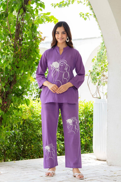 Designer Embroidered Cotton Co-Ord Set
