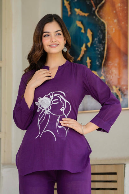 Designer Embroidered Cotton Co-Ord Set