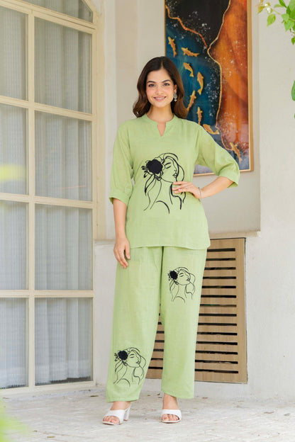 Designer Embroidered Cotton Co-Ord Set