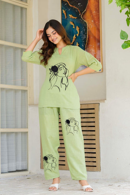 Designer Embroidered Cotton Co-Ord Set