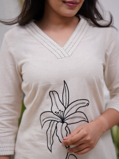 Straight style cotton kurta and bottom