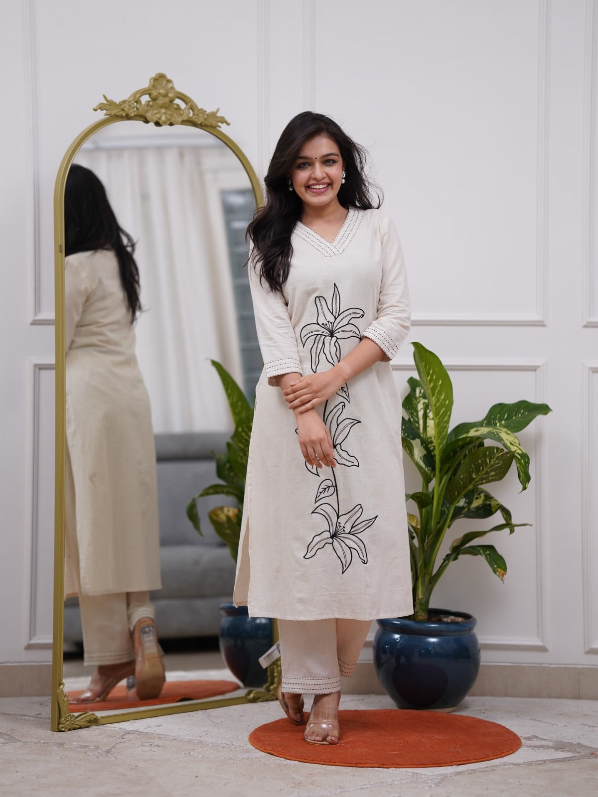 Straight style cotton kurta and bottom