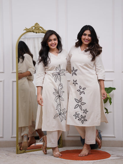 Straight style cotton kurta and bottom