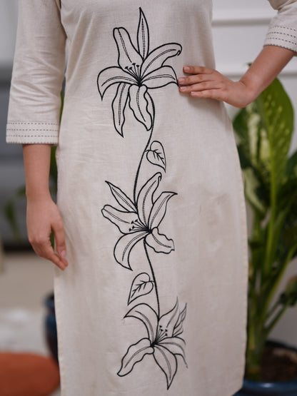 Straight style cotton kurta and bottom