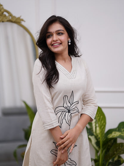 Straight style cotton kurta and bottom