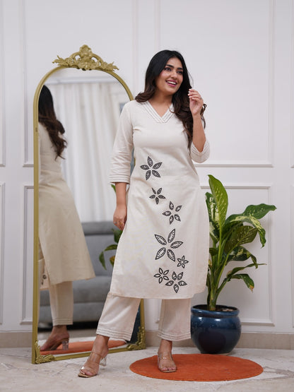 Straight style cotton kurta and bottom