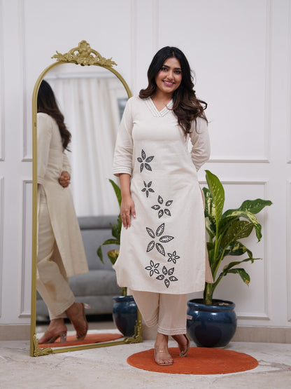 Straight style cotton kurta and bottom