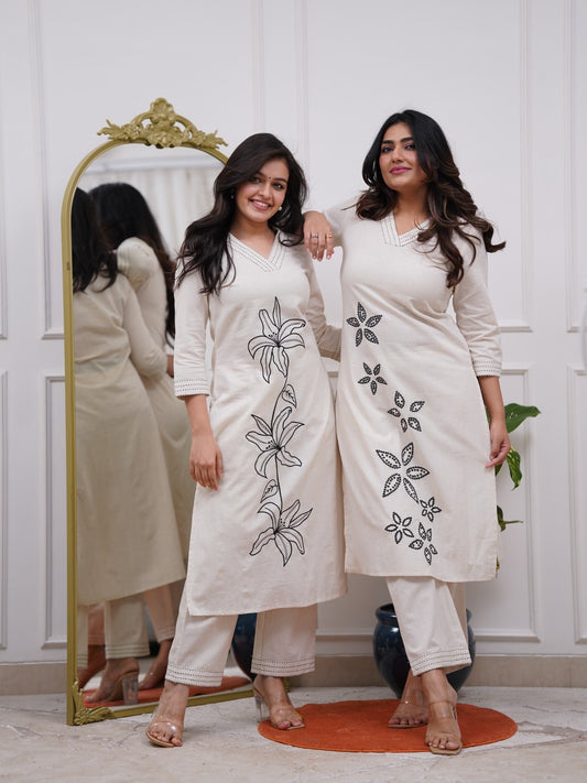 Straight style cotton kurta and bottom