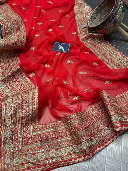 Zari embroidered Saree