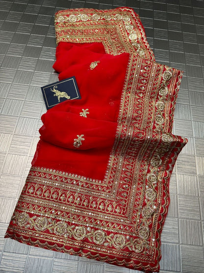 Zari embroidered Saree