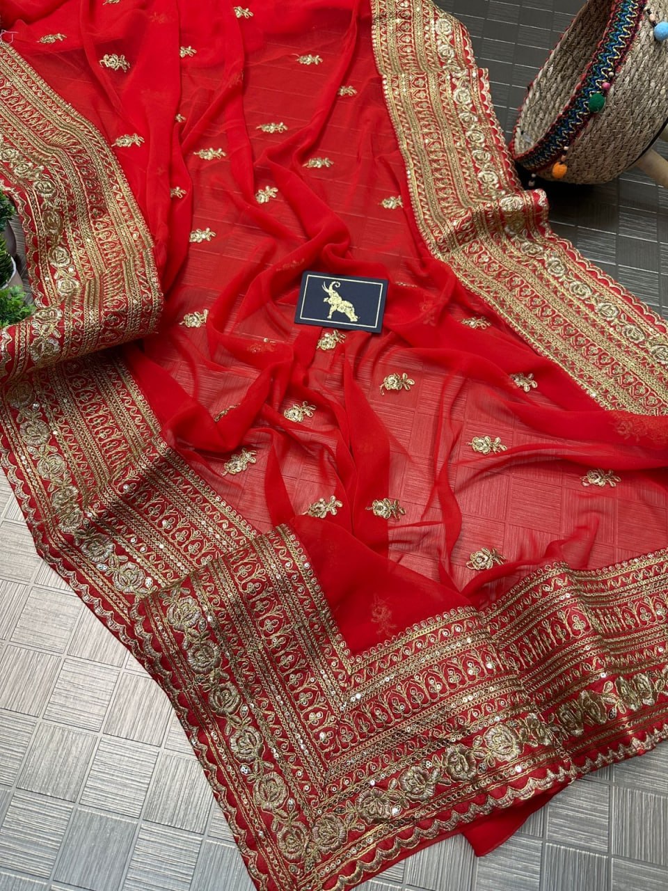 Zari embroidered Saree
