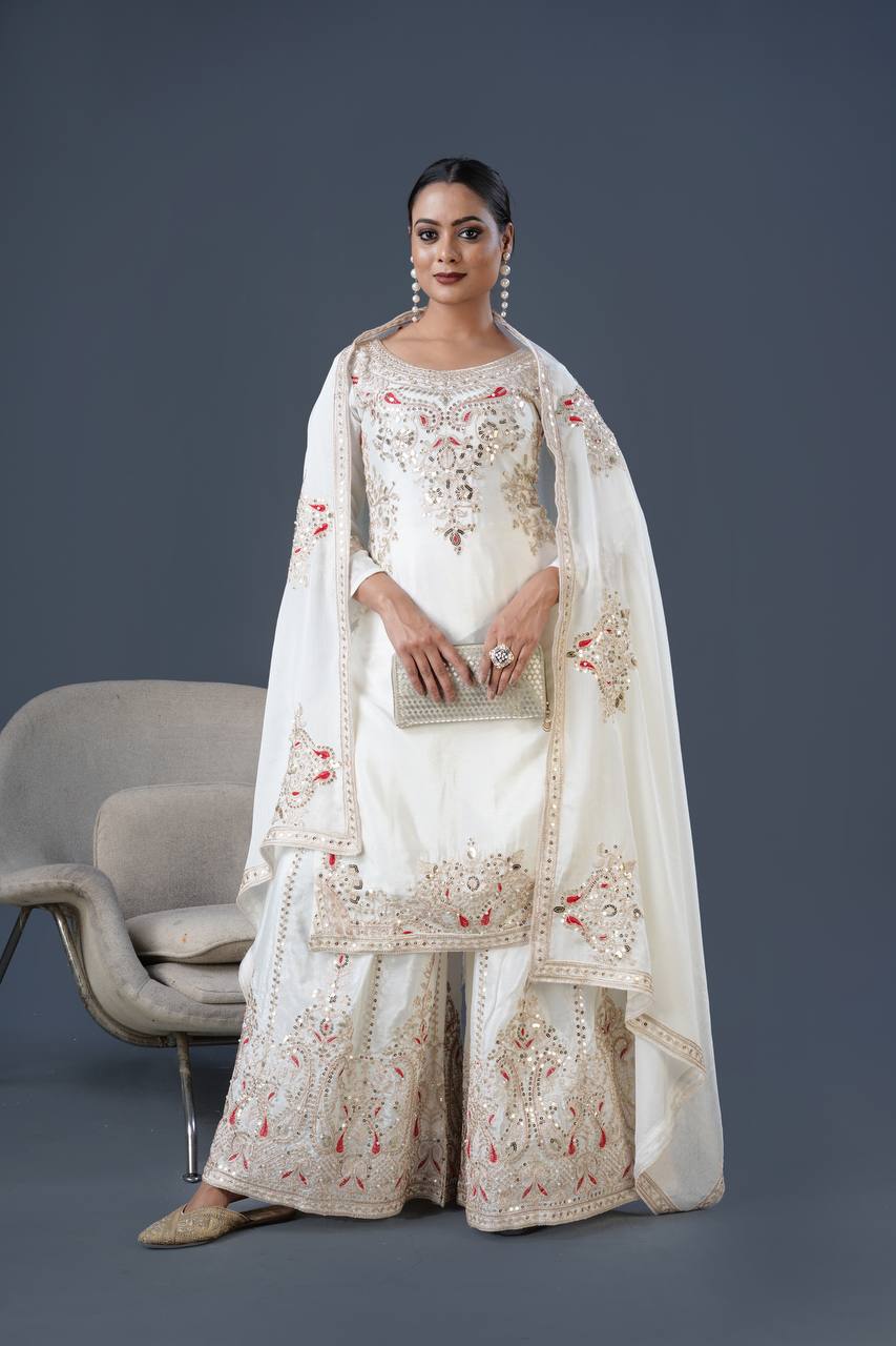 White Embroidered Salwar Suit