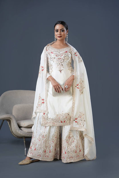 White Embroidered Salwar Suit