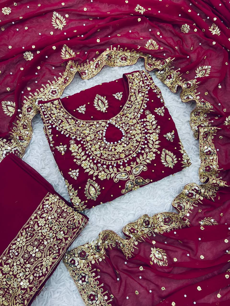 Maroon And Gold Festive Ensemble