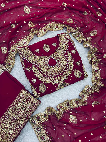 Maroon And Gold Festive Ensemble