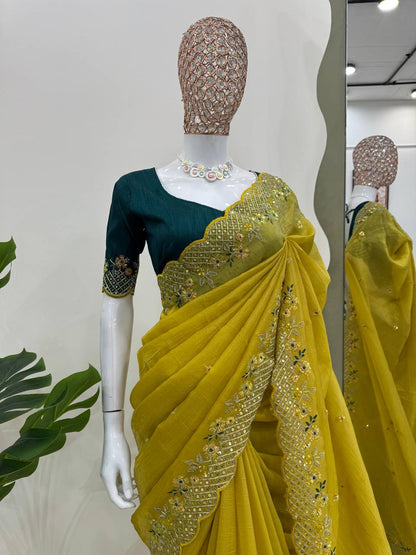 Sparkling Yellow Saree