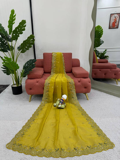 Sparkling Yellow Saree