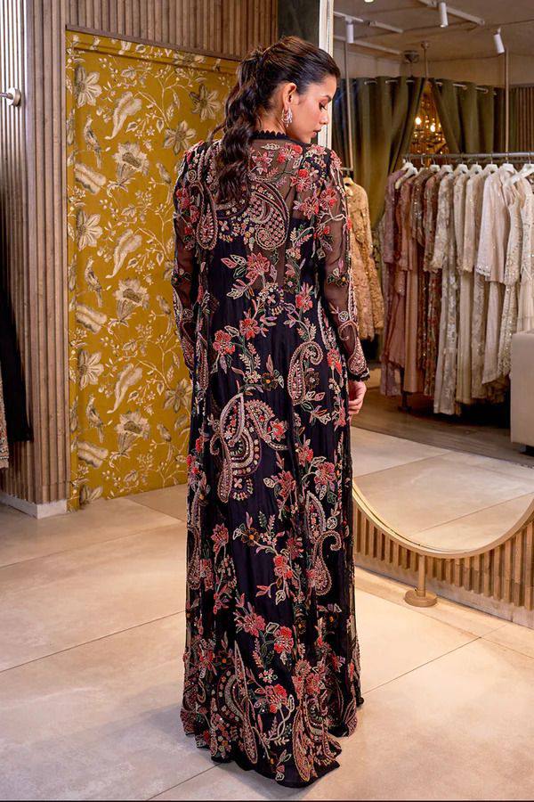 Black Embroidered Saree With Matching Crop Top