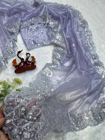 Soft Twil Net Fabric Saree