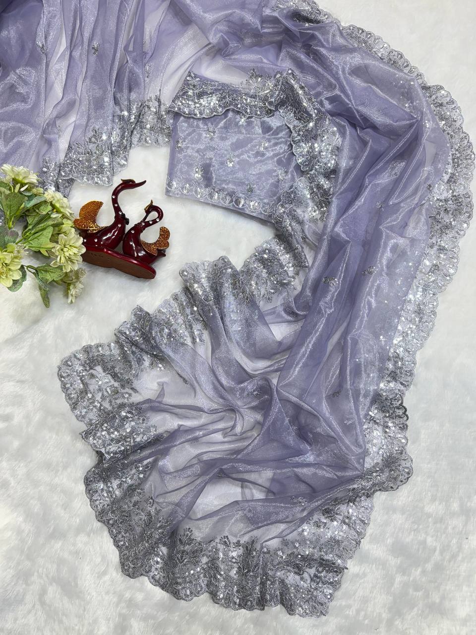 Soft Twil Net Fabric Saree