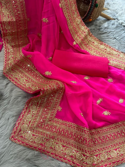 Zari embroidered Saree