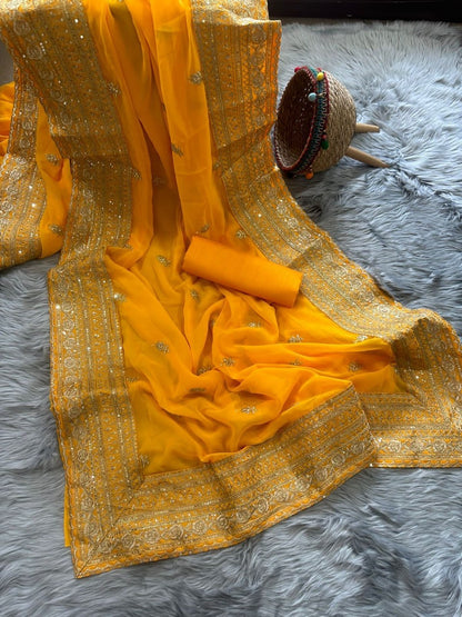 Zari embroidered Saree