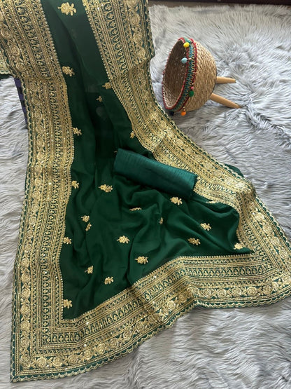 Zari embroidered Saree