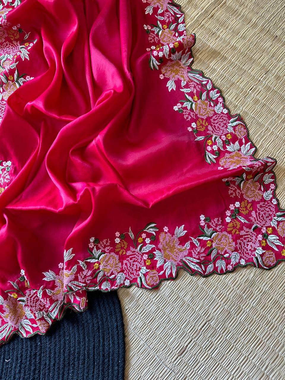 Crimson Bloom Saree