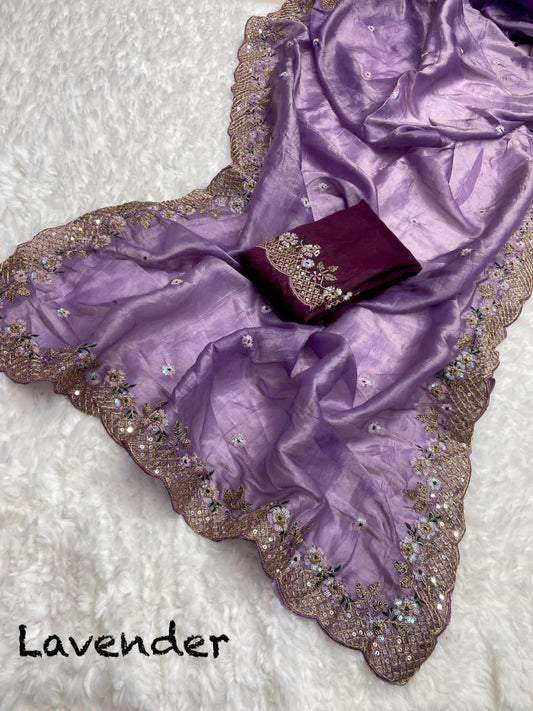 Crimson Cascade Silk Saree