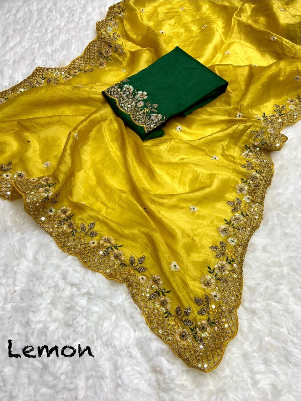 Midnight Bloom Silk Saree