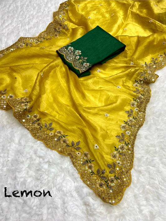 Midnight Bloom Silk Saree