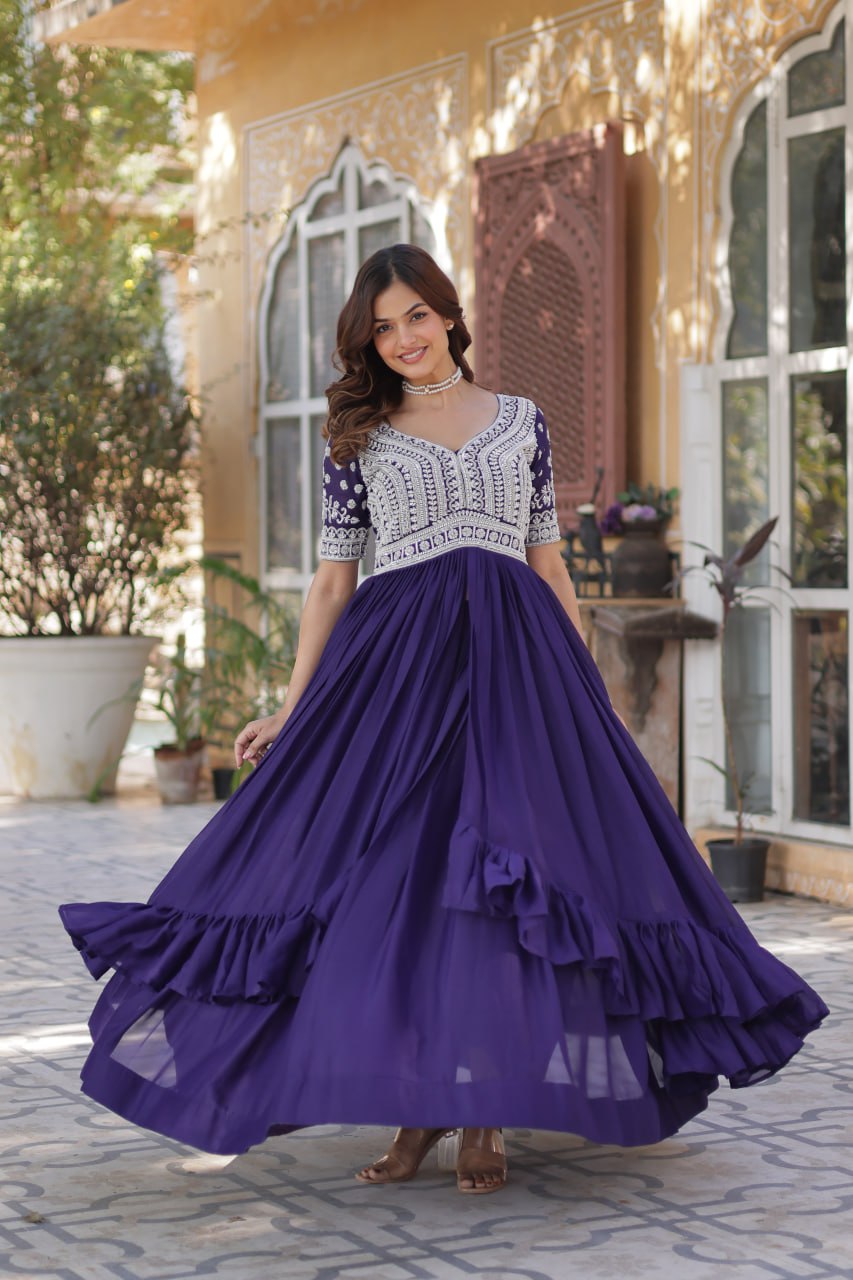 Navy Tiered Ruffle Maxi Dress