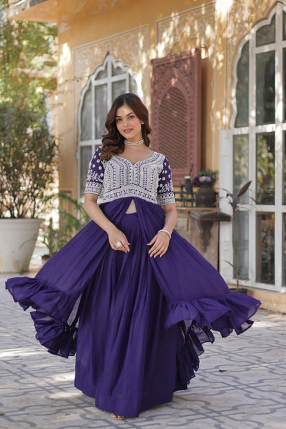 Navy Tiered Ruffle Maxi Dress