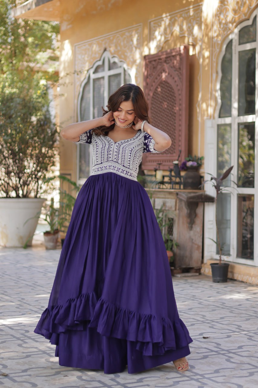 Navy Tiered Ruffle Maxi Dress