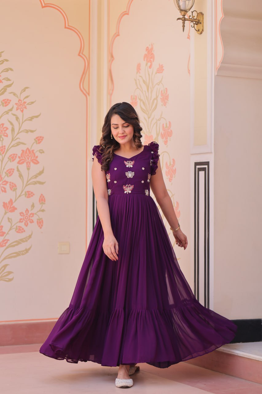 Purple Flutter Gown