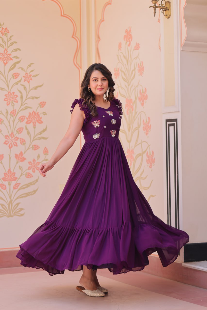 Purple Flutter Gown