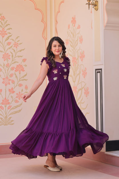 Purple Flutter Gown