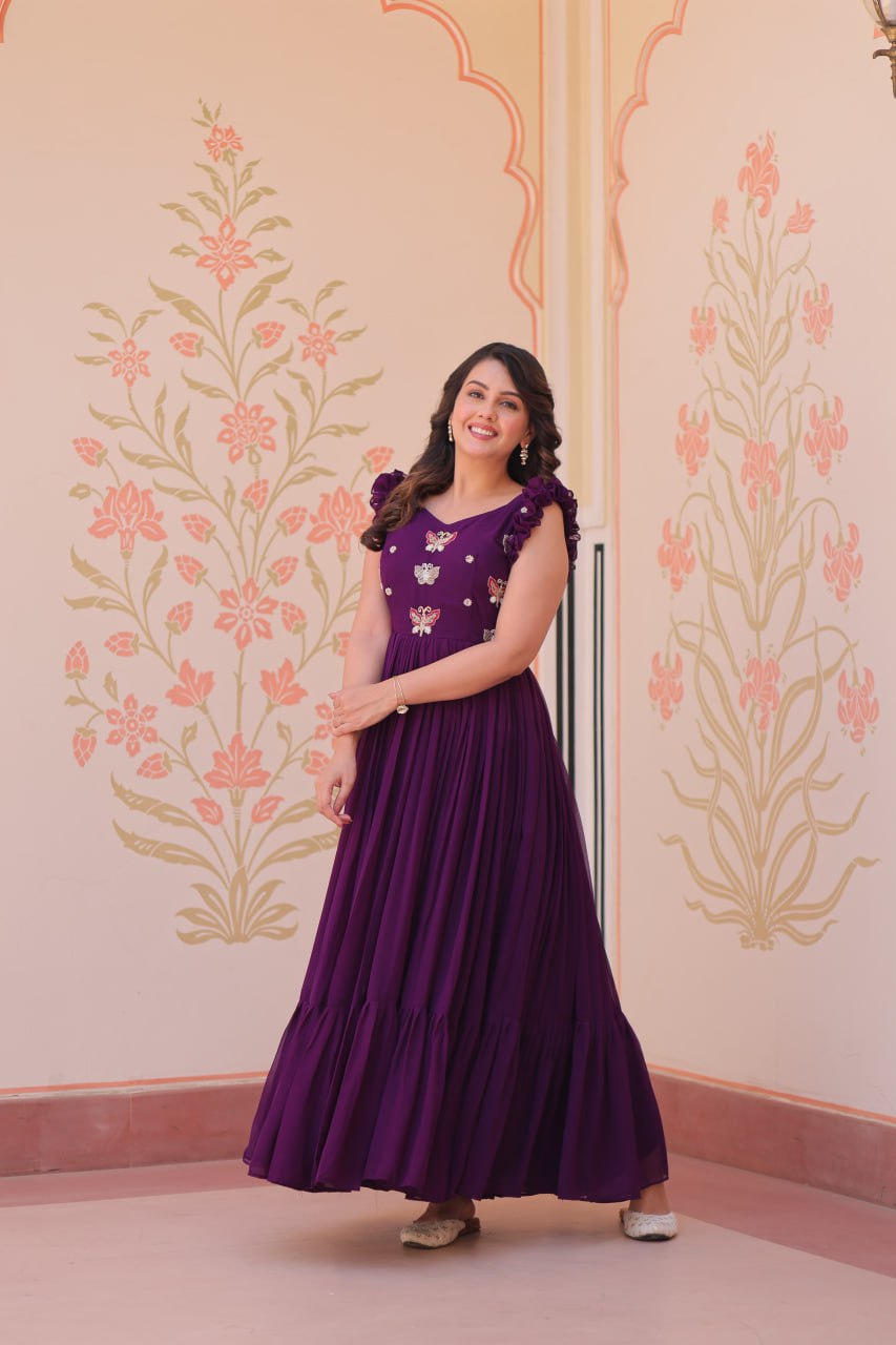 Purple Flutter Gown